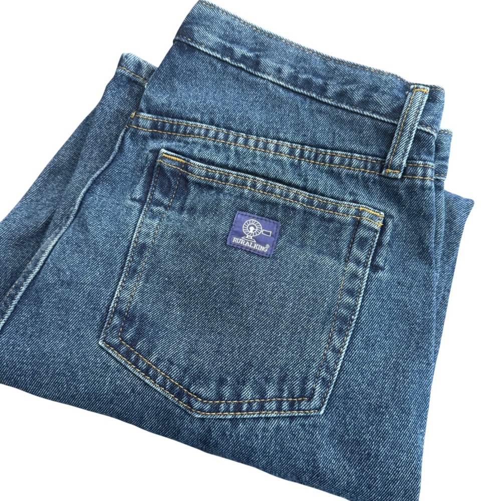 Rural King Mens Dark Wash Denim Jeans 36x30 100 Cotton Made in‎ Madagascar